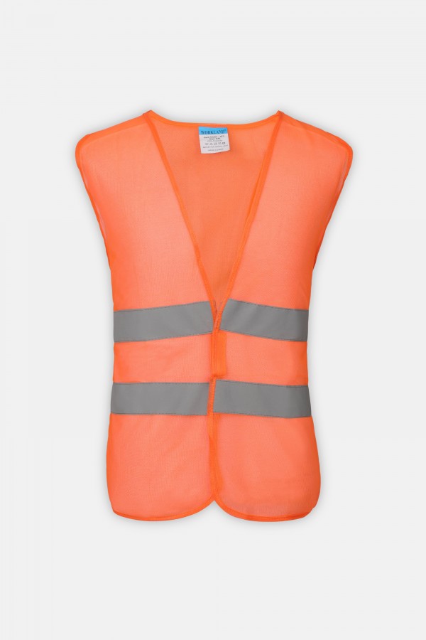 Fabric Orange Safety Vest with Two Reflective Tape